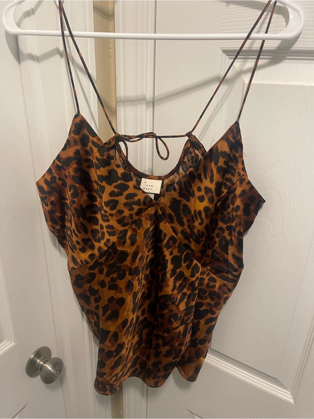 a new day Leopard-Print Satin Cami in Brown and Black